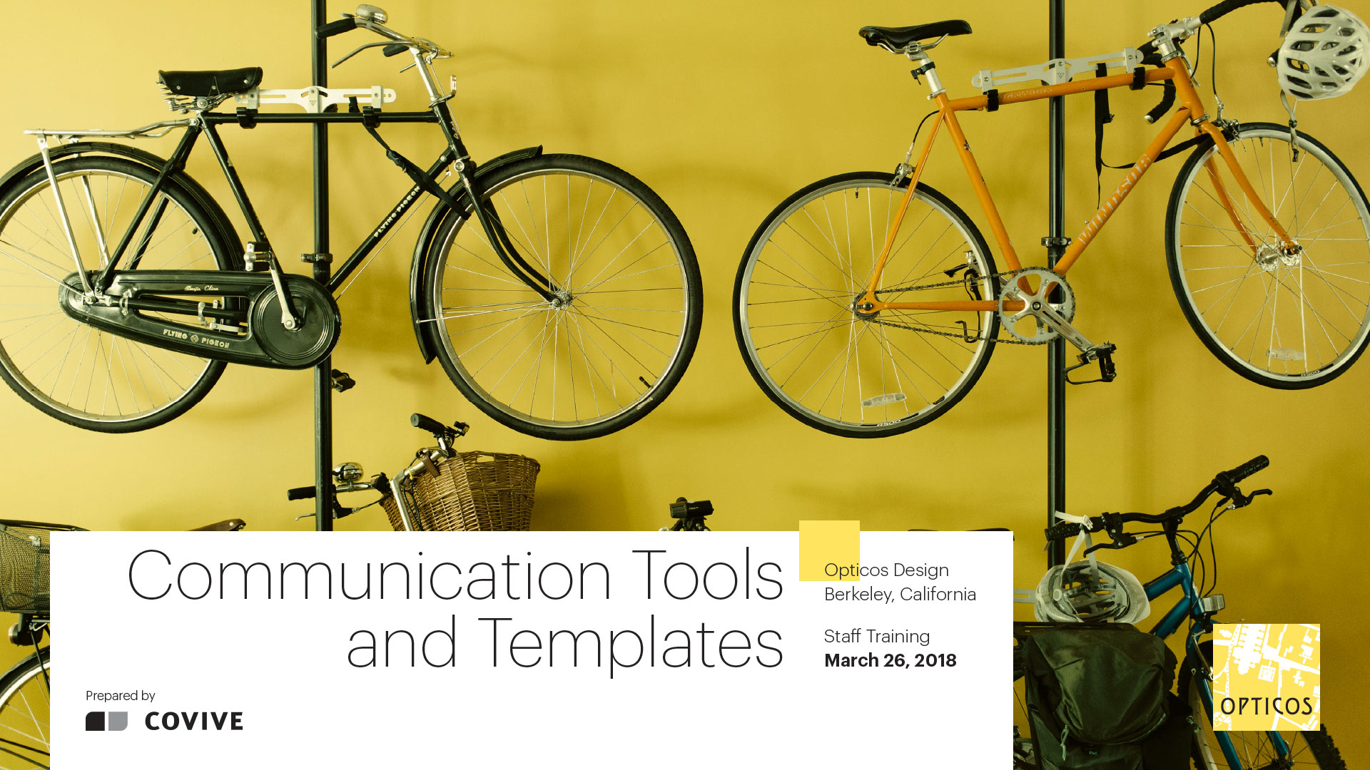Cover slide for a Communications Tools and Templates staff training presentation